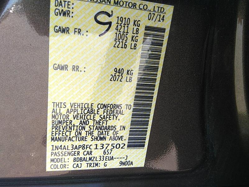 2015 Nissan ALTIMA 4C 2.5 SV