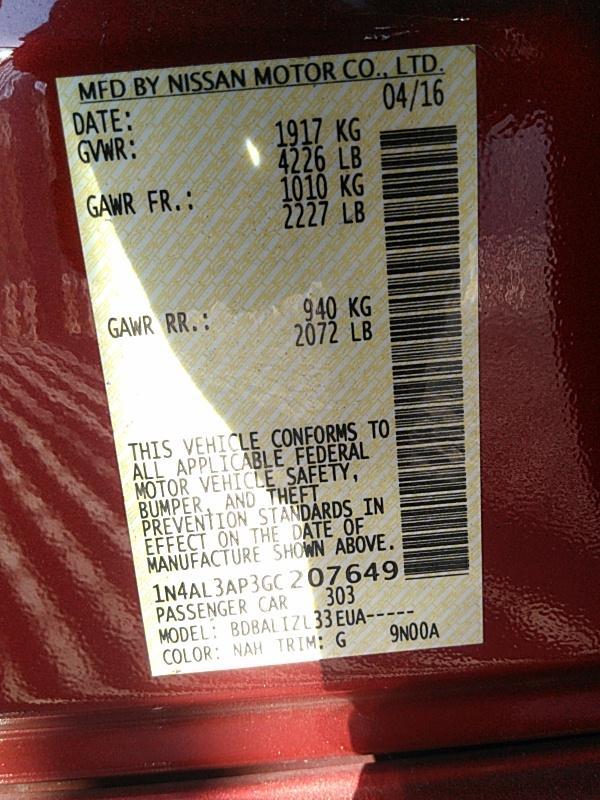 2016 Nissan ALTIMA 4C 2.5 SV