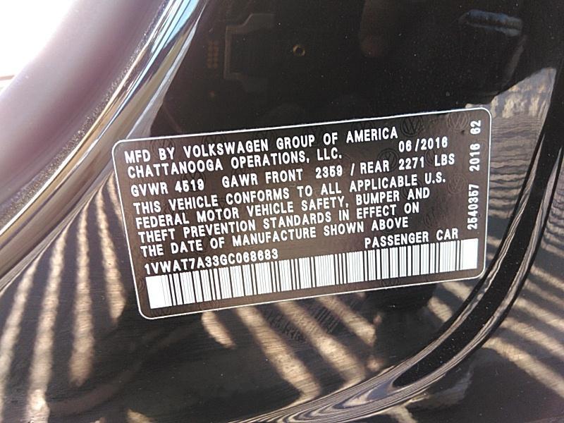 2016 Volkswagen PASSAT 4C RLINE COMF