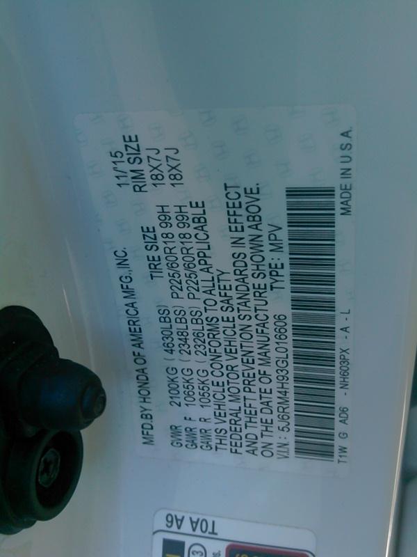 2016 Honda CR-V AWD TOURING