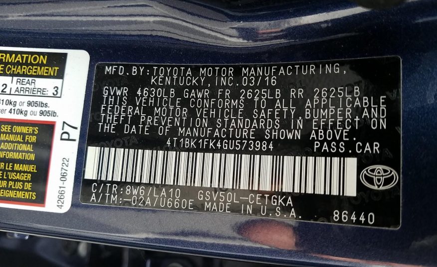 2016 Toyota CAMRY V6 XLE