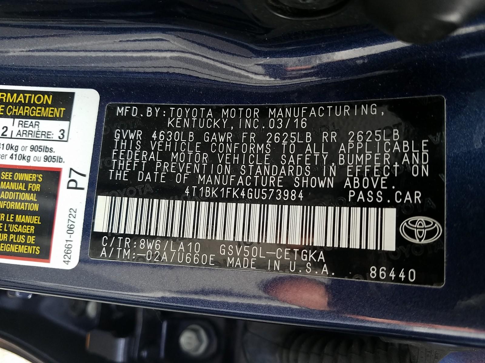2016 Toyota CAMRY V6 XLE