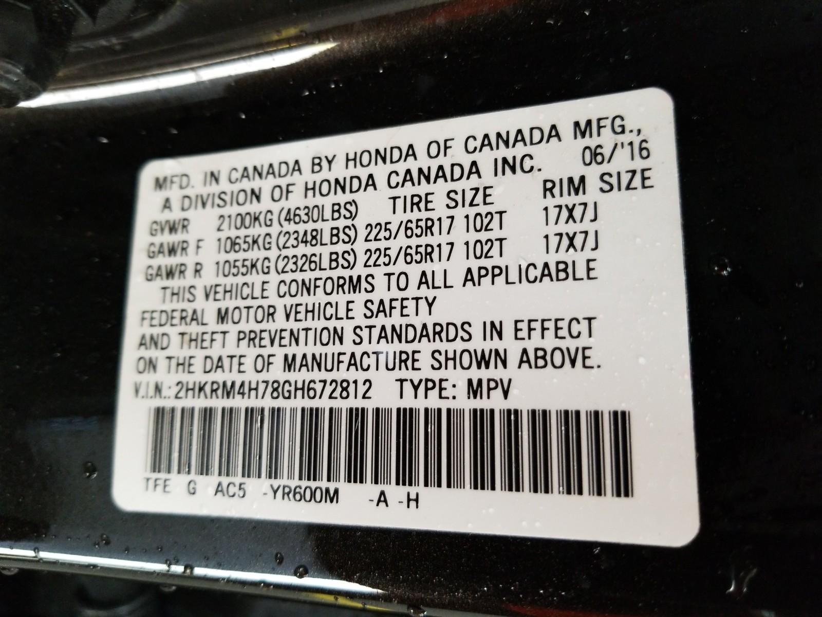 2016 Honda CR-V AWD EX-L