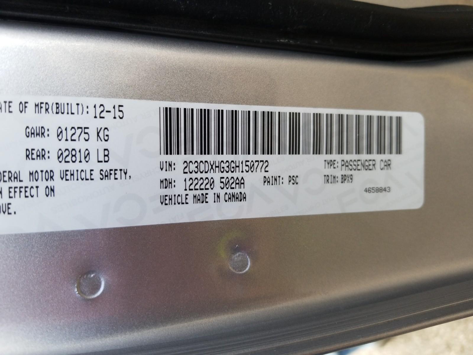 2016 Dodge CHARGER 4X2 V6 SXT