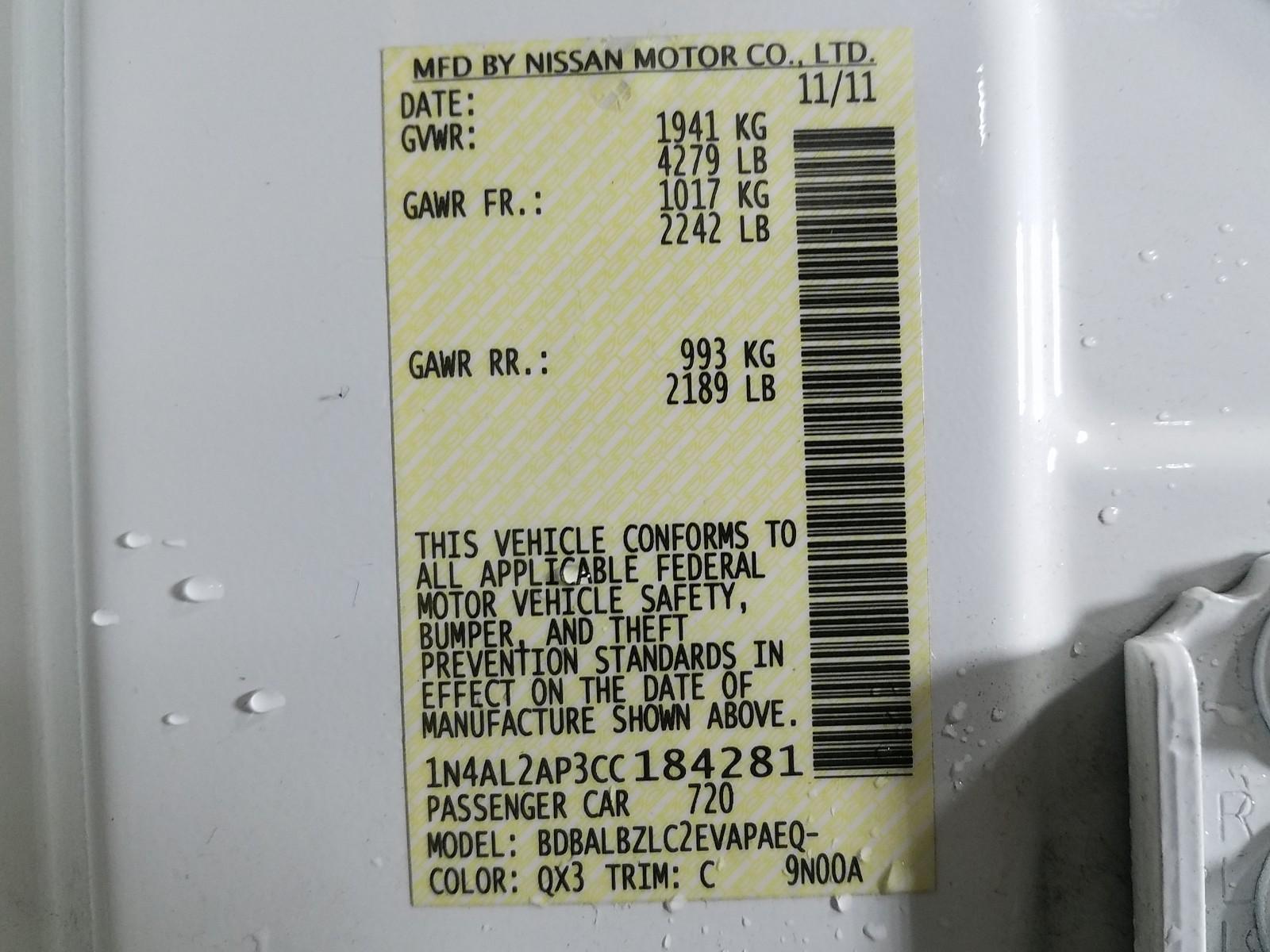 2012 Nissan ALTIMA 4C 2.5 S