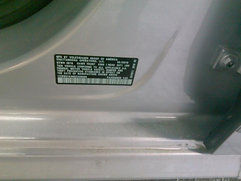 2016 Volkswagen PASSAT 4C 1.8T SE