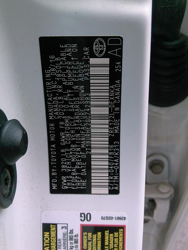 2016 Toyota COROLLA LE