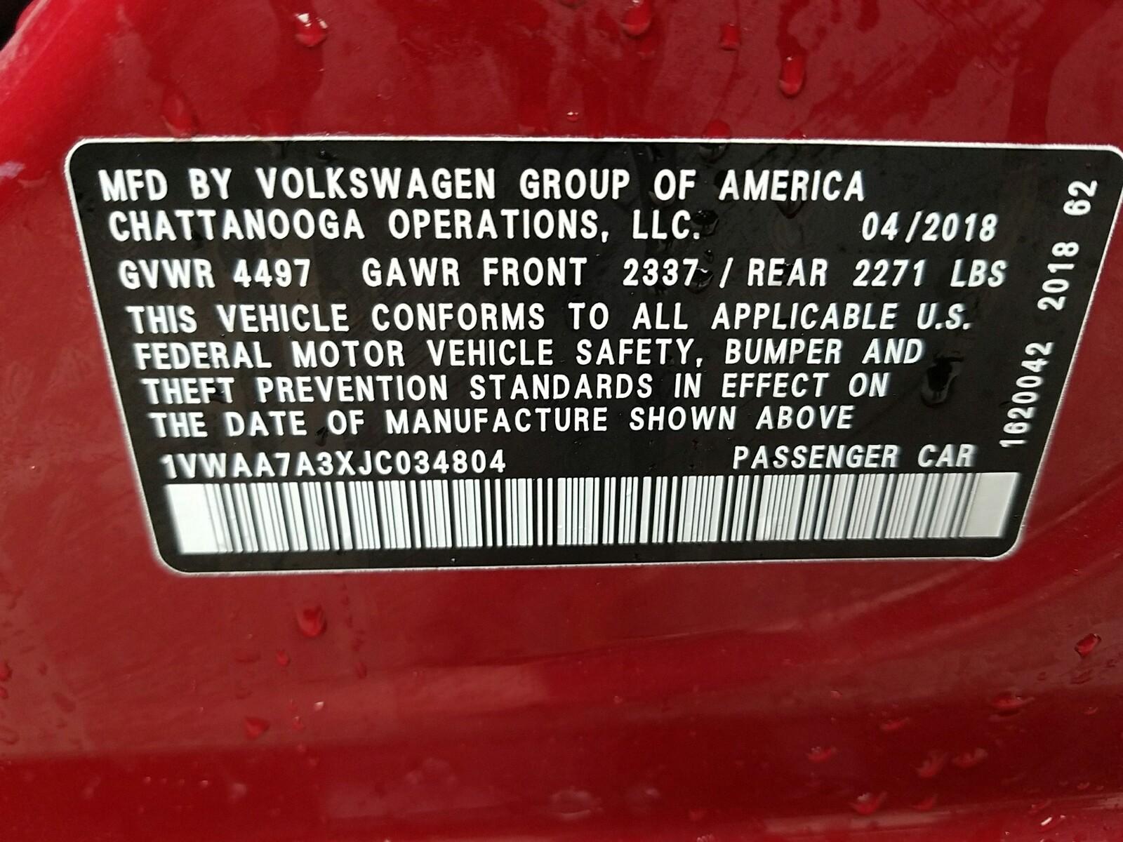 2018 Volkswagen PASSAT 4C 2.0T S