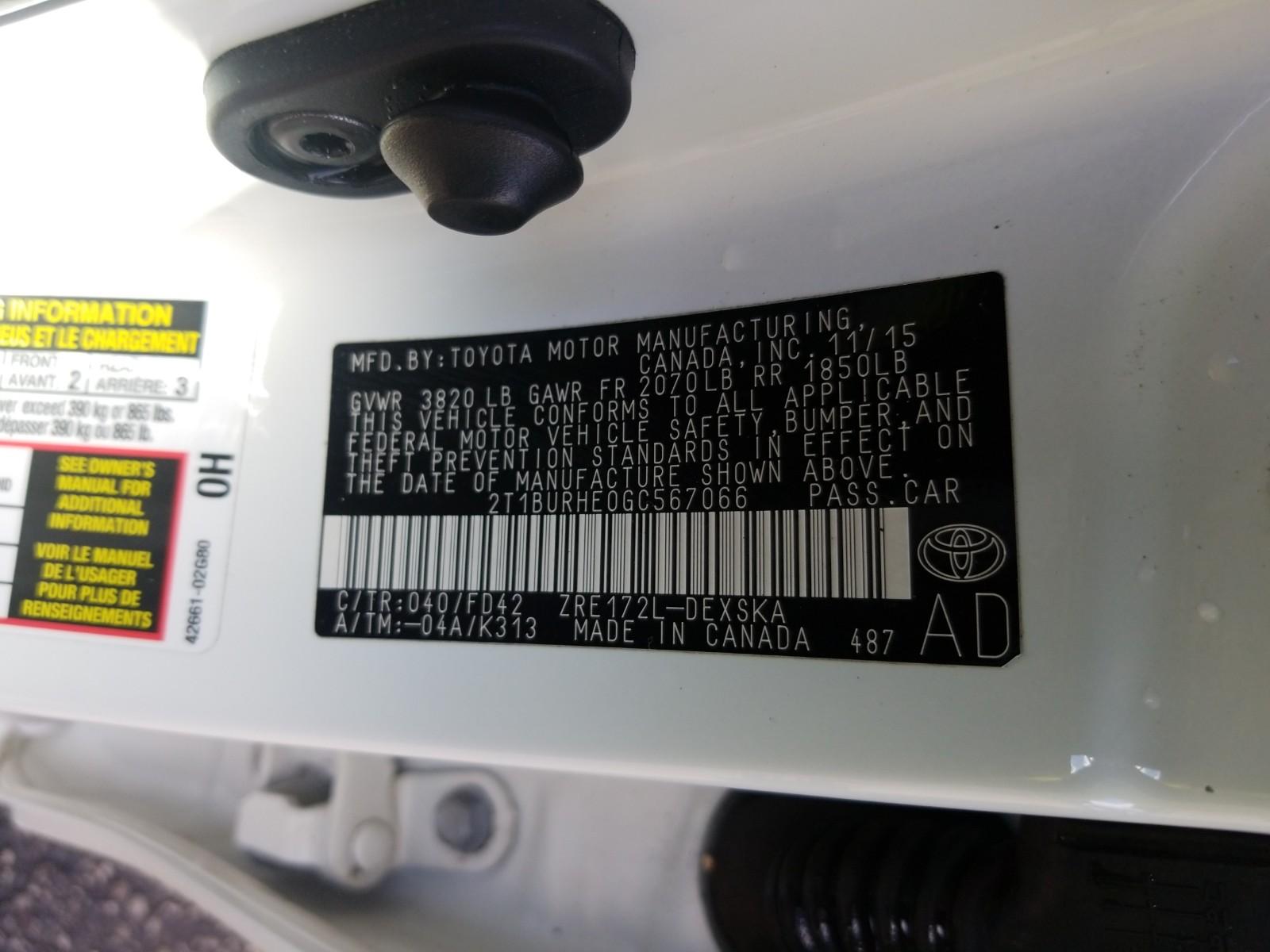 2016 Toyota COROLLA S PLUS