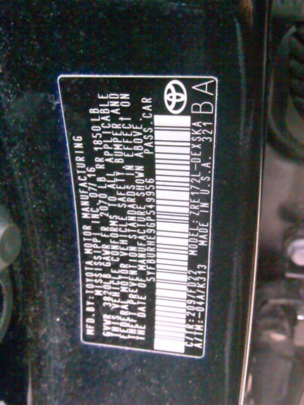 2016 Toyota COROLLA S PLUS