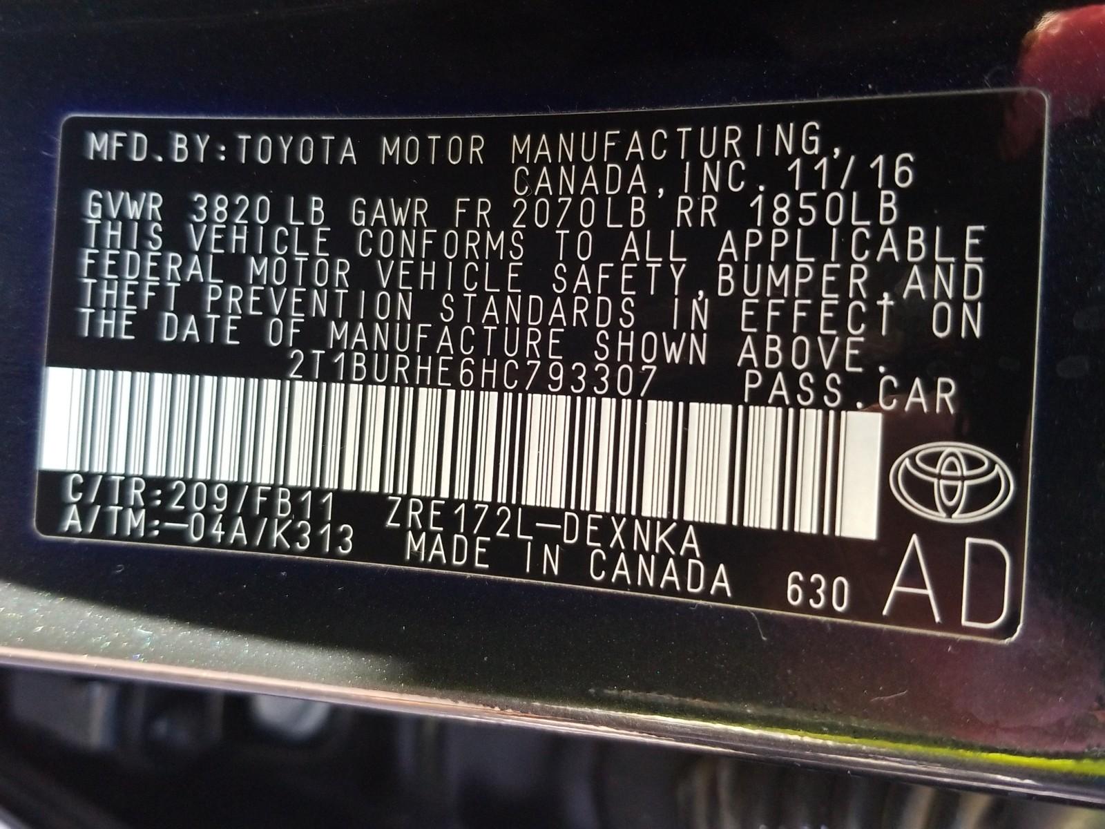 2017 Toyota COROLLA LE