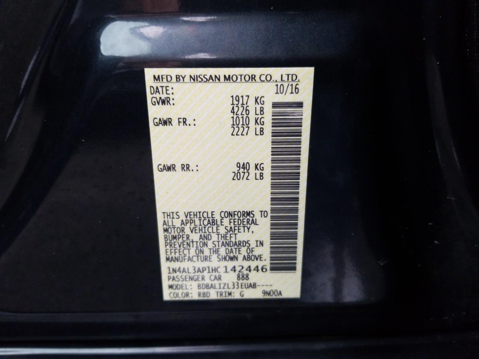 2017 Nissan ALTIMA 4C 2.5 SV