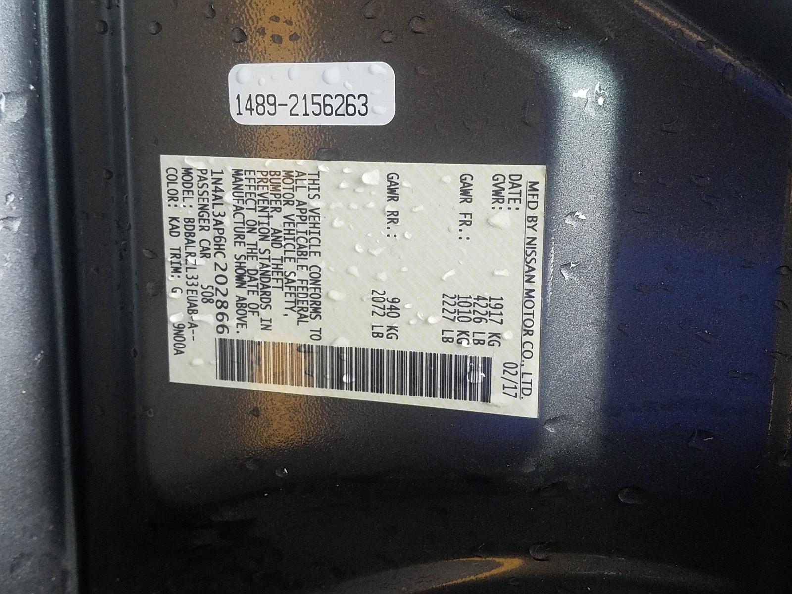 2017 Nissan ALTIMA 4C 2.5 SL