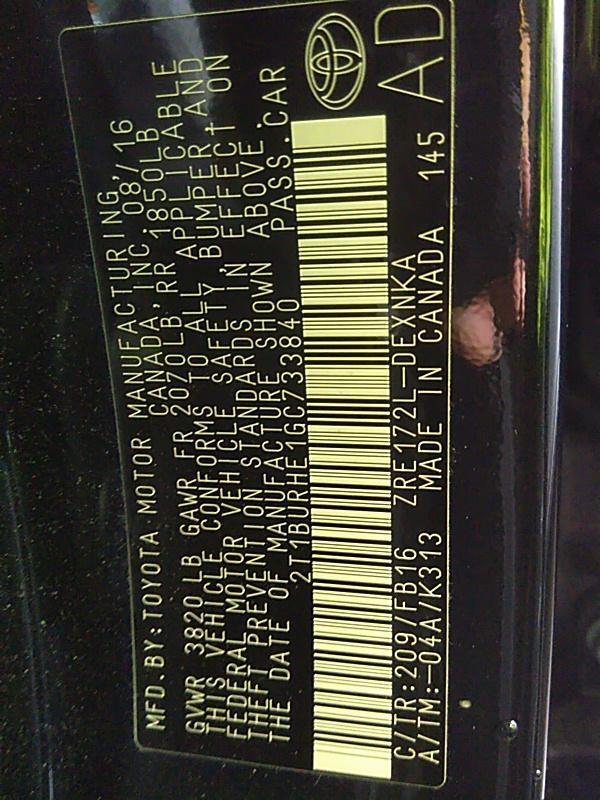 2016 Toyota COROLLA LE