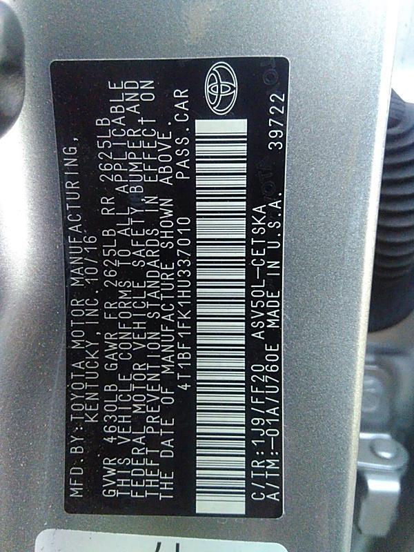 2017 Toyota CAMRY 4C SE