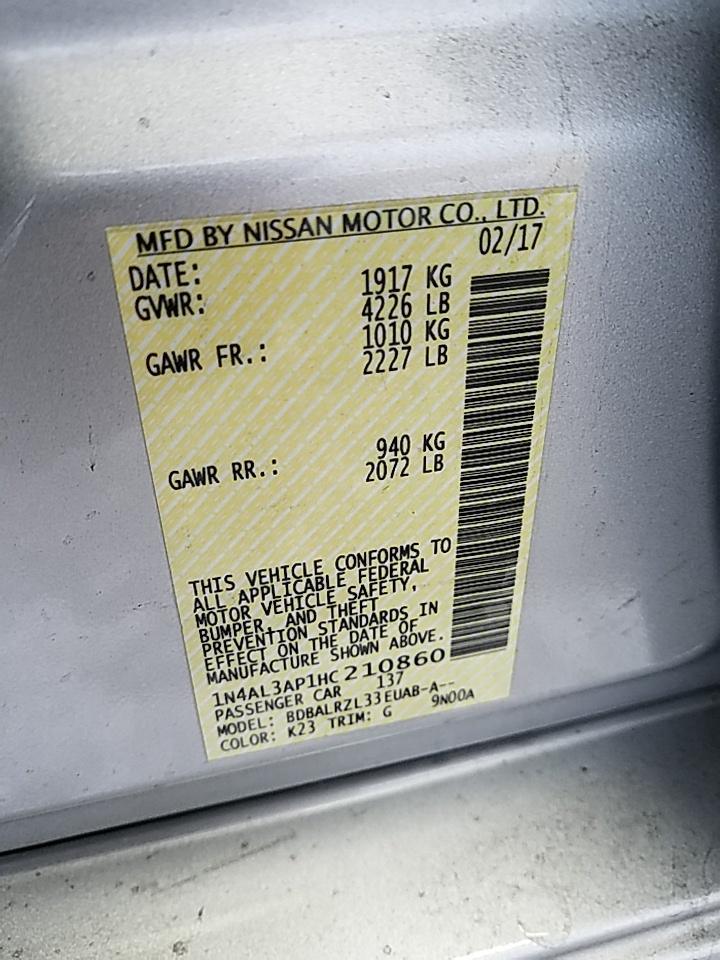 2017 Nissan ALTIMA 4C 2.5 SL