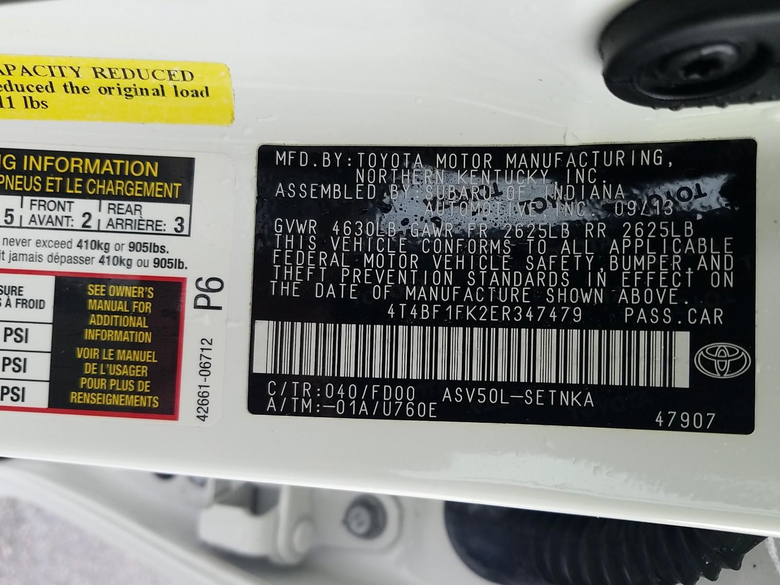 2014 Toyota CAMRY 4C LE