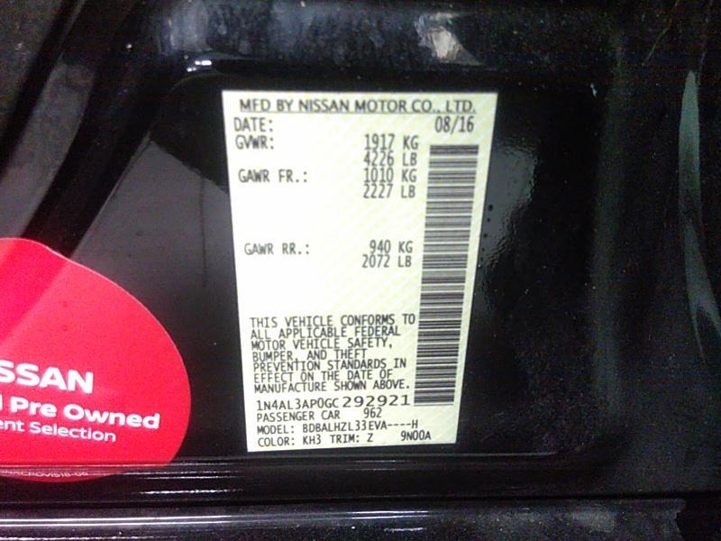 2016 Nissan ALTIMA 4C 2.5 SR