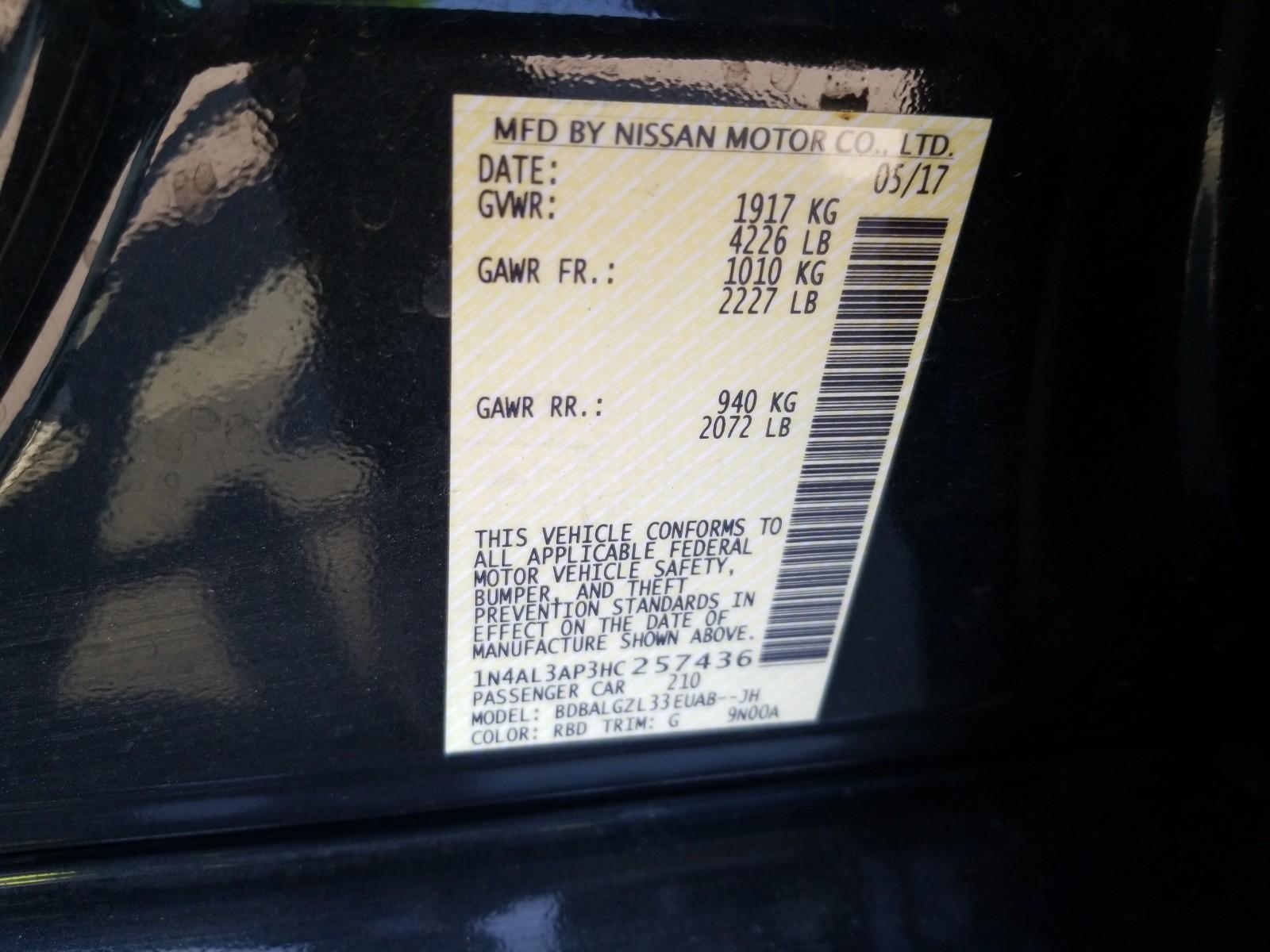 2017 Nissan ALTIMA SEDAN 2. 2.5 S